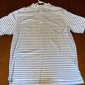 Peter Millar Light Blue and White Striped Polo
